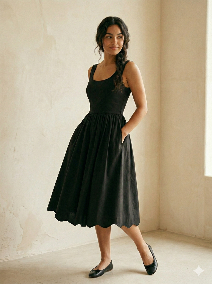 RTS - Taille S - Robe Emily en Coton Noir Corbeau
