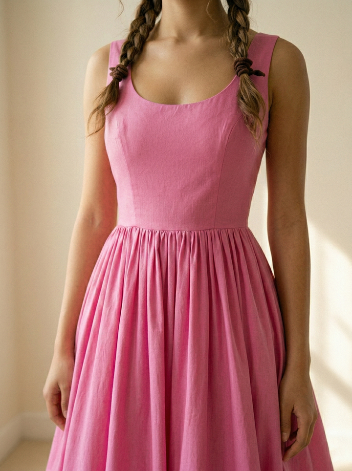 RTS - S - Emily Dress Barbie Doll Pink Cotton