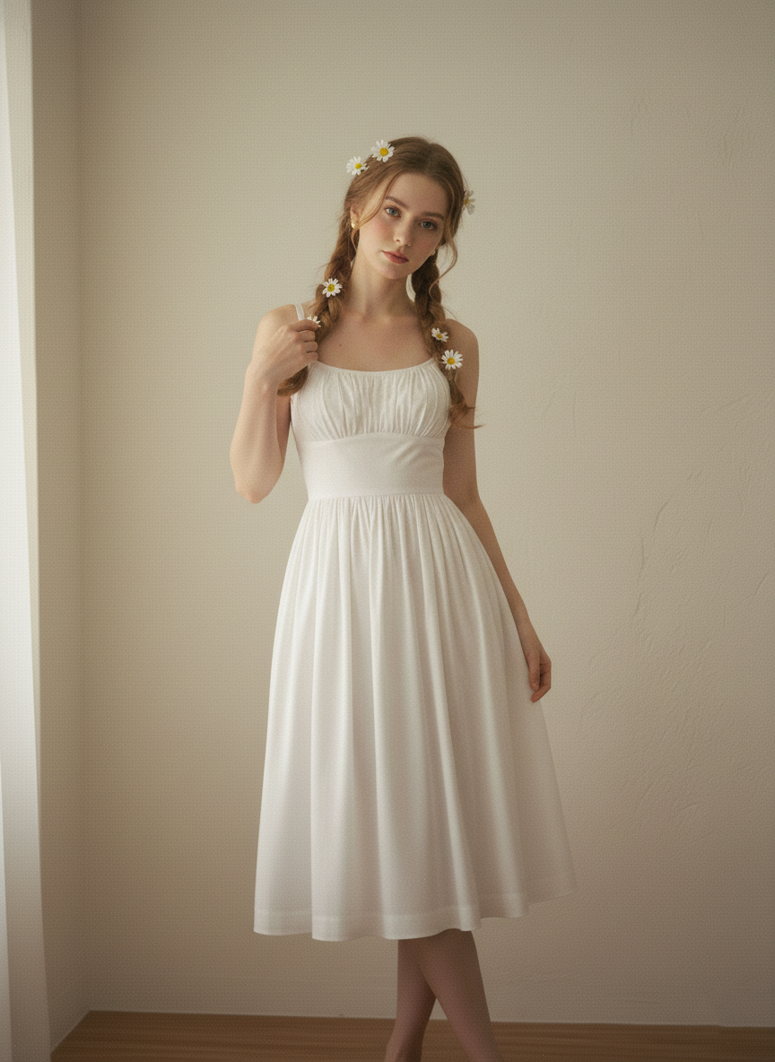 RTS - S - Grace Dress in White Cotton