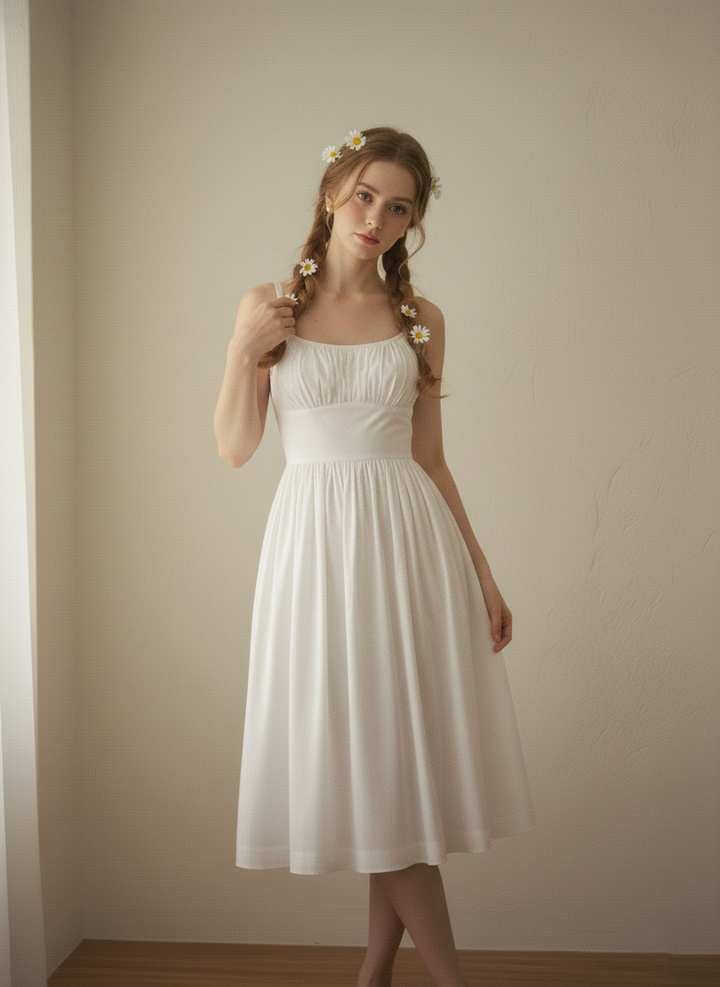RTS - S - Grace Dress in White Cotton