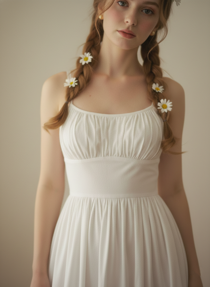 RTS - S - Grace Dress in White Cotton