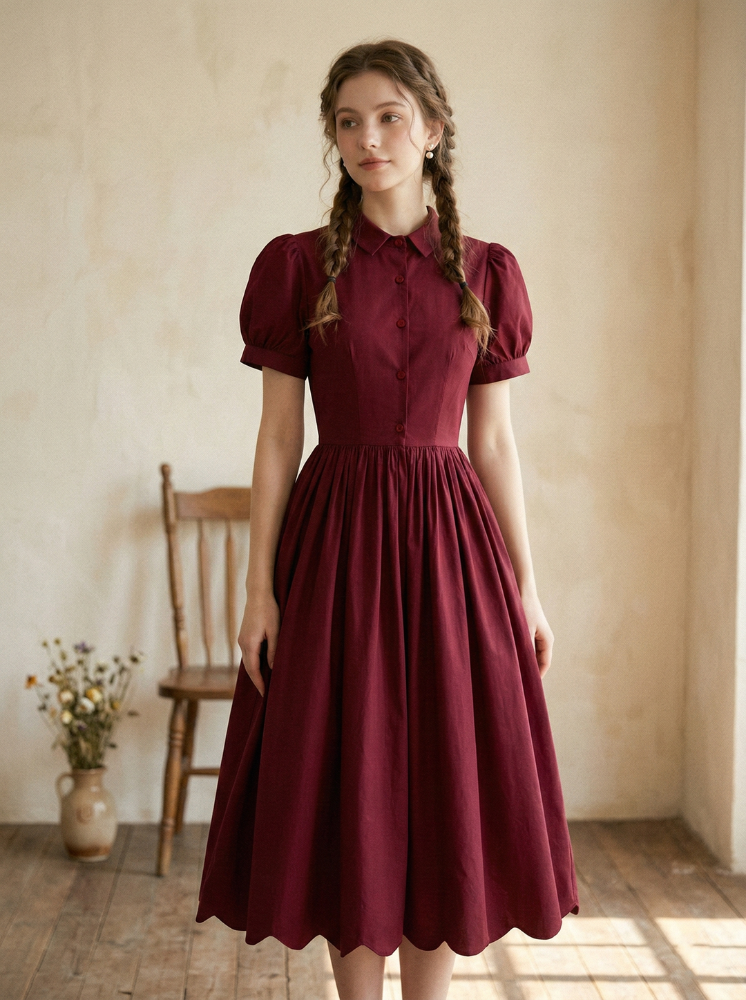 Judy Solid Cotton Dress