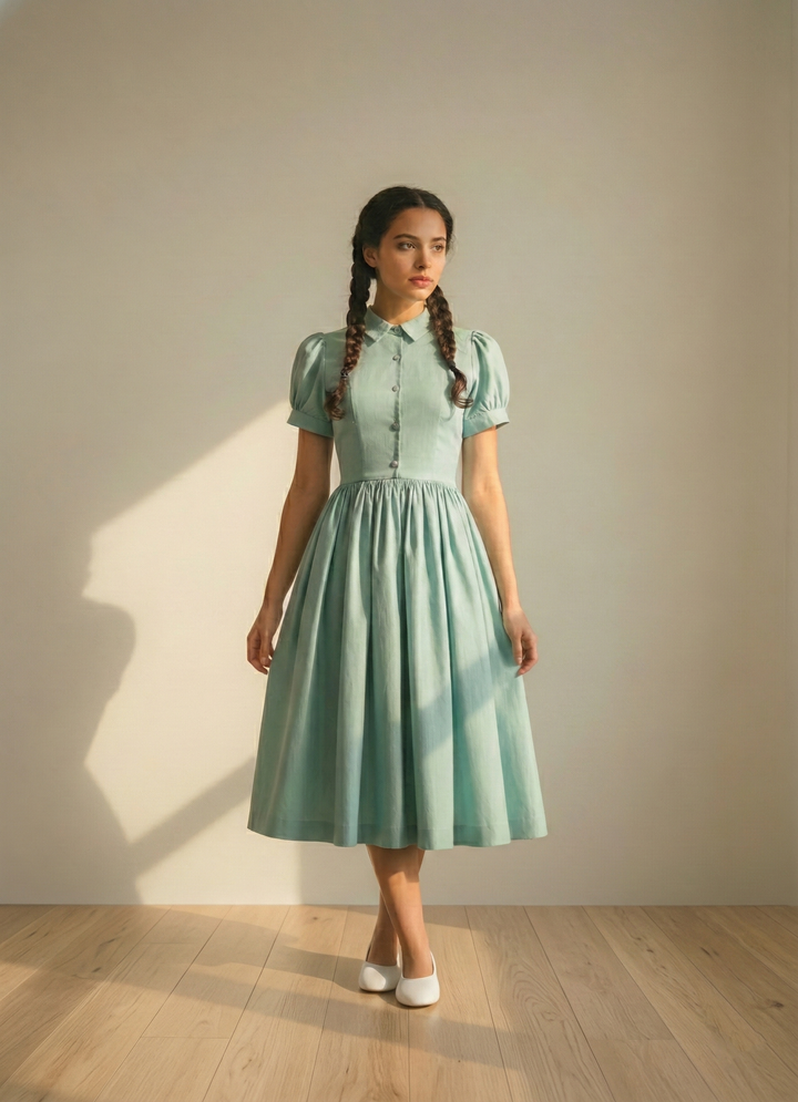 Judy Solid Cotton Dress