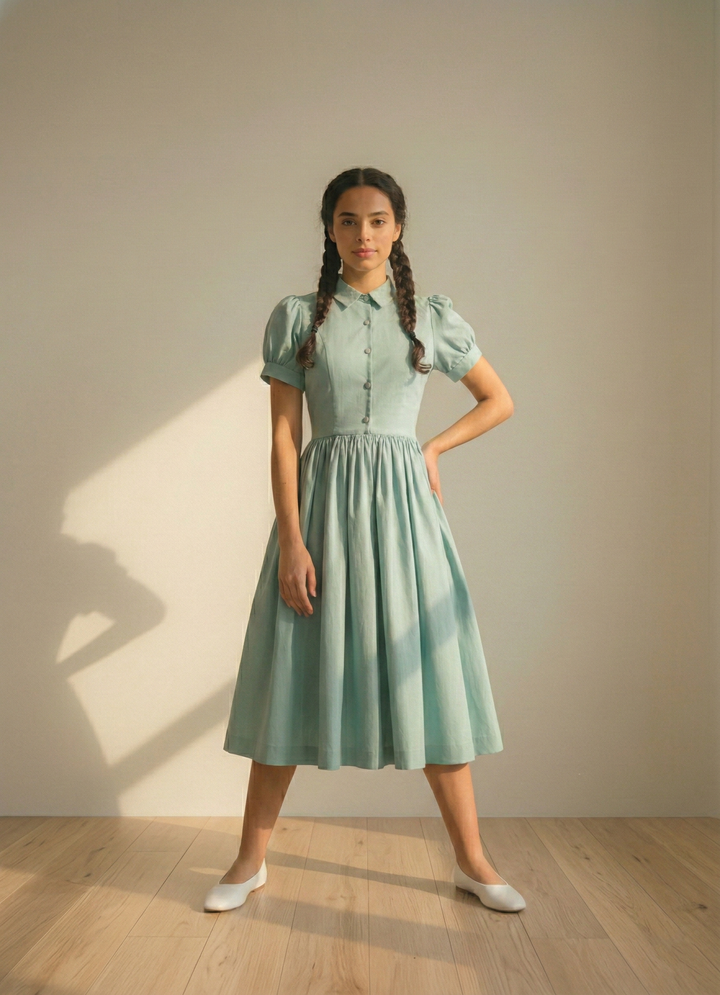 Judy Solid Cotton Dress