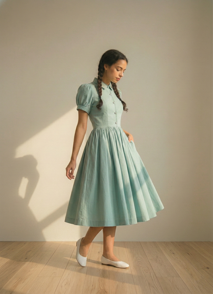 Judy Solid Cotton Dress