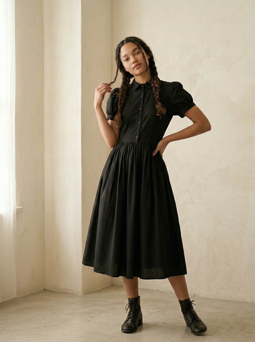 Judy Solid Cotton Dress