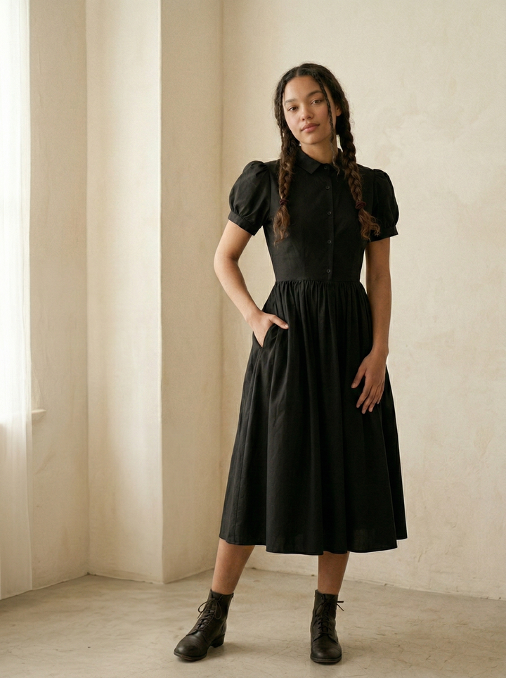 Judy Solid Cotton Dress