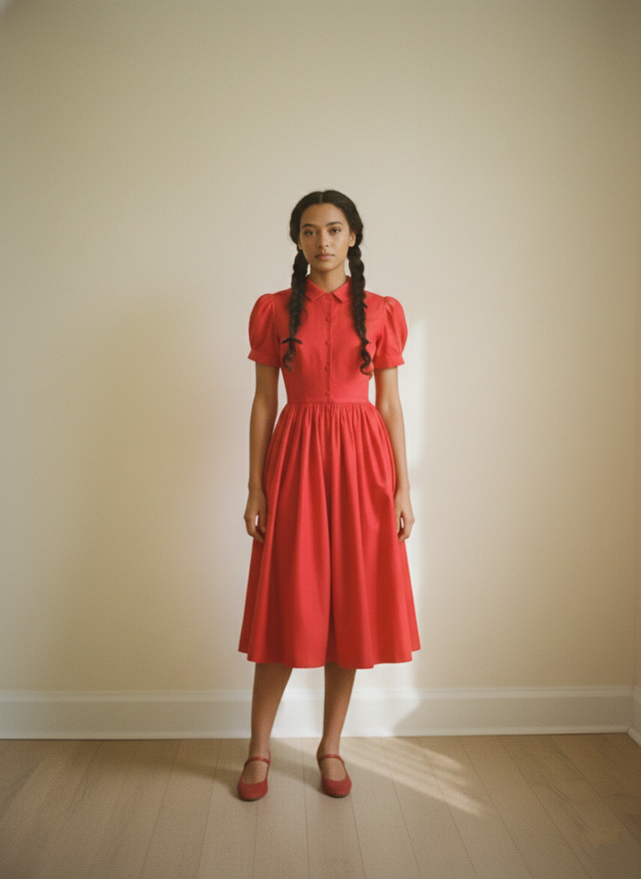 Judy Solid Cotton Dress
