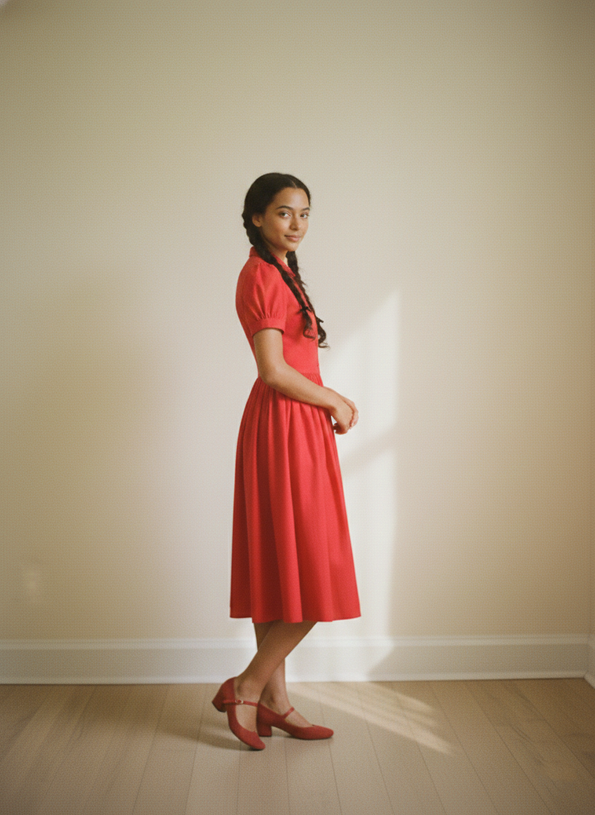 Judy Solid Cotton Dress