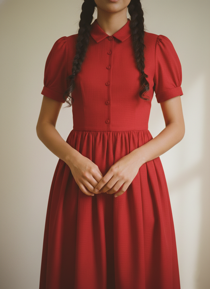 Judy Solid Cotton Dress