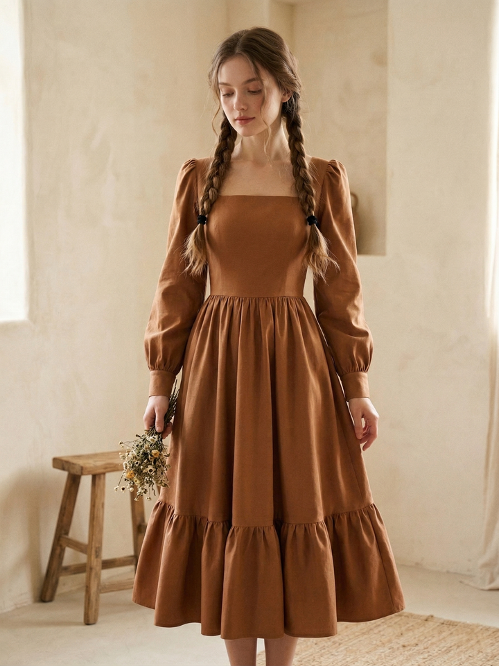 Mary Solid Cotton Dress