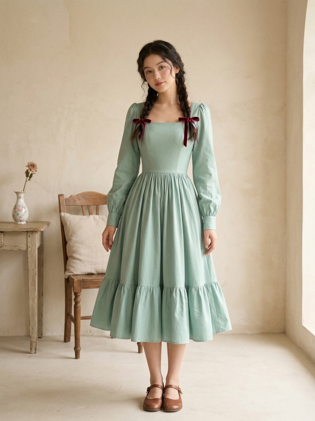 Mary Solid Cotton Dress
