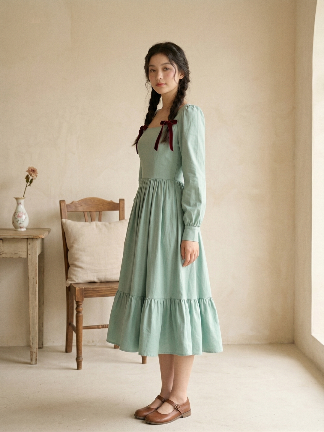 Mary Solid Cotton Dress
