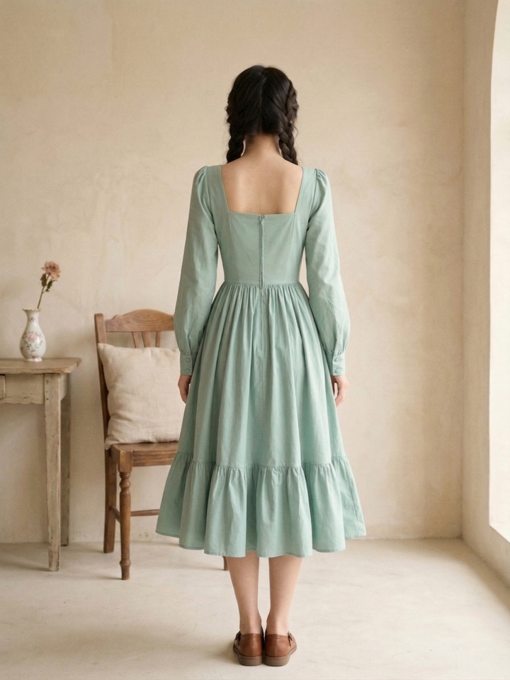 Mary Solid Cotton Dress