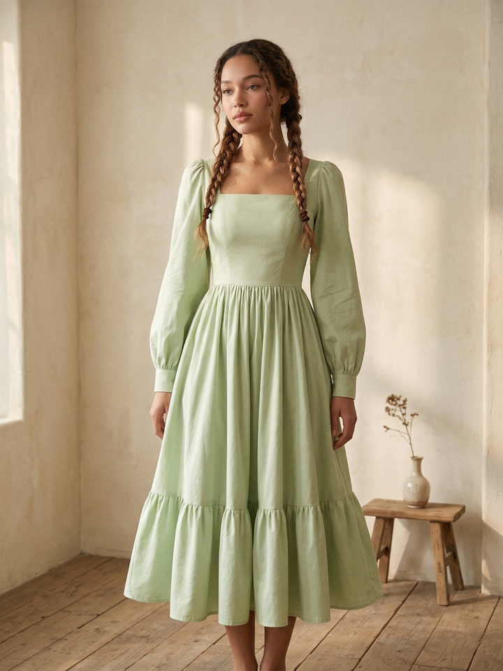 Mary Solid Cotton Dress