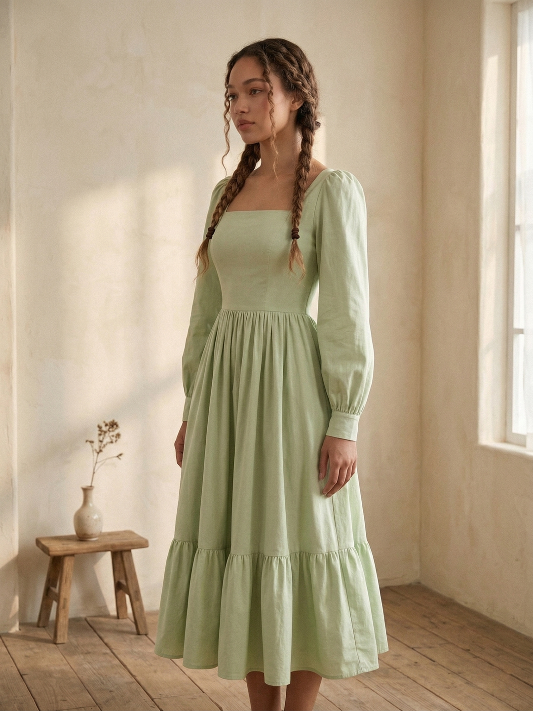 Mary Solid Cotton Dress