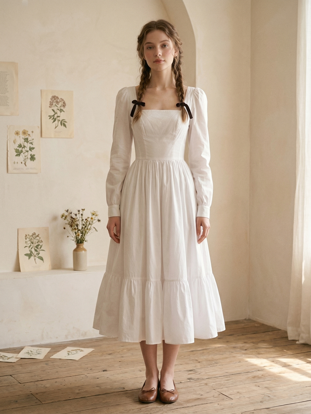 Mary Solid Cotton Dress