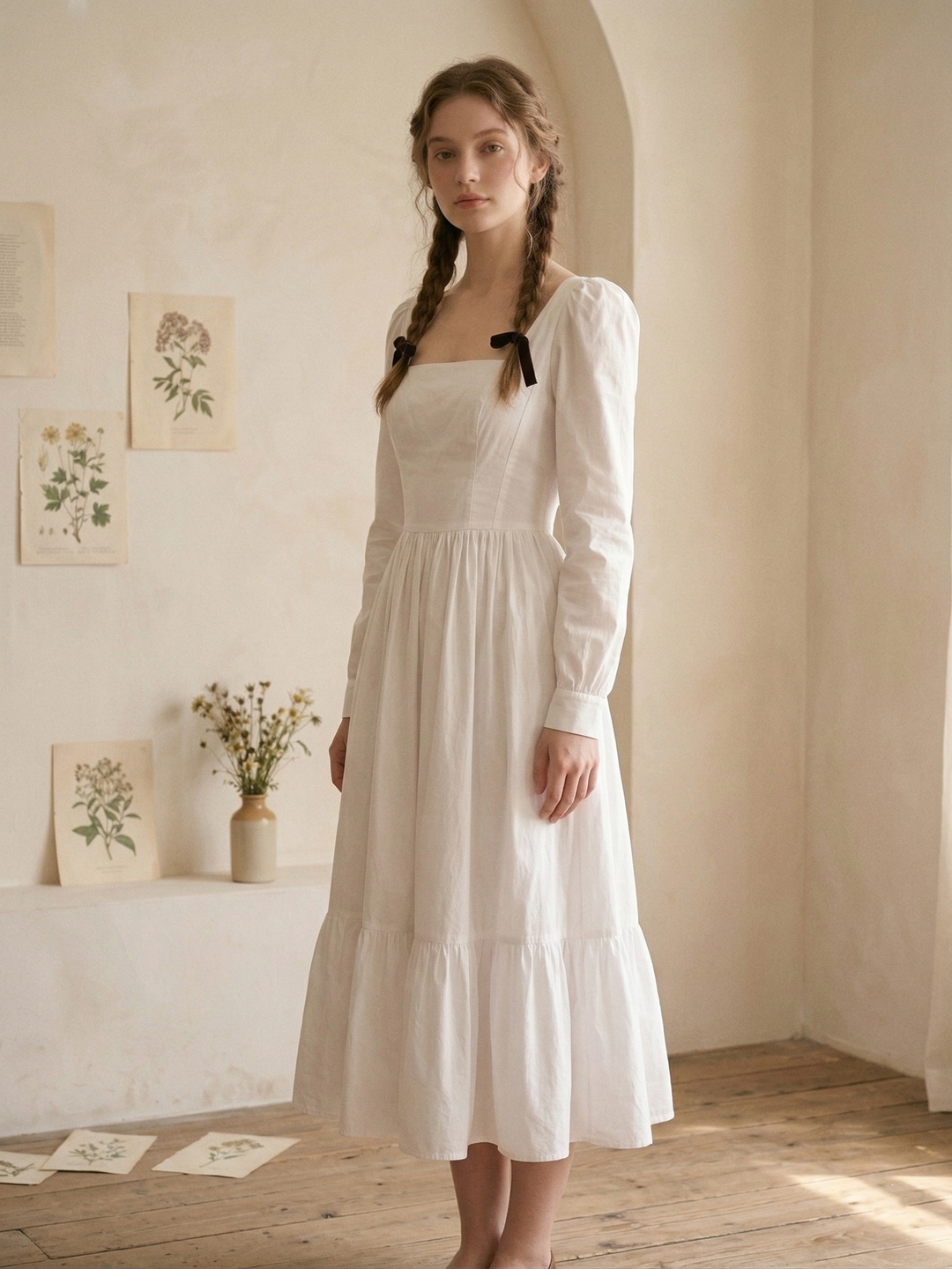 Mary Solid Cotton Dress