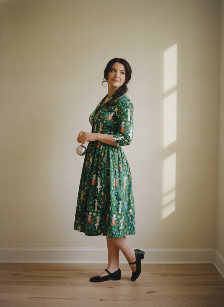 RTS - S - Natalie Dress "Nutcracker Christmas"