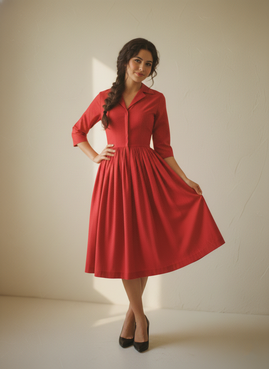 MTO - Natalie Solid Cotton Dress