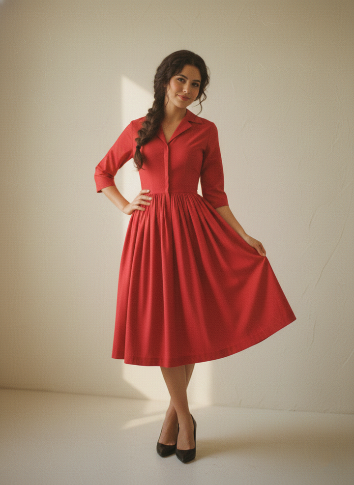 MTO - Natalie Solid Cotton Dress
