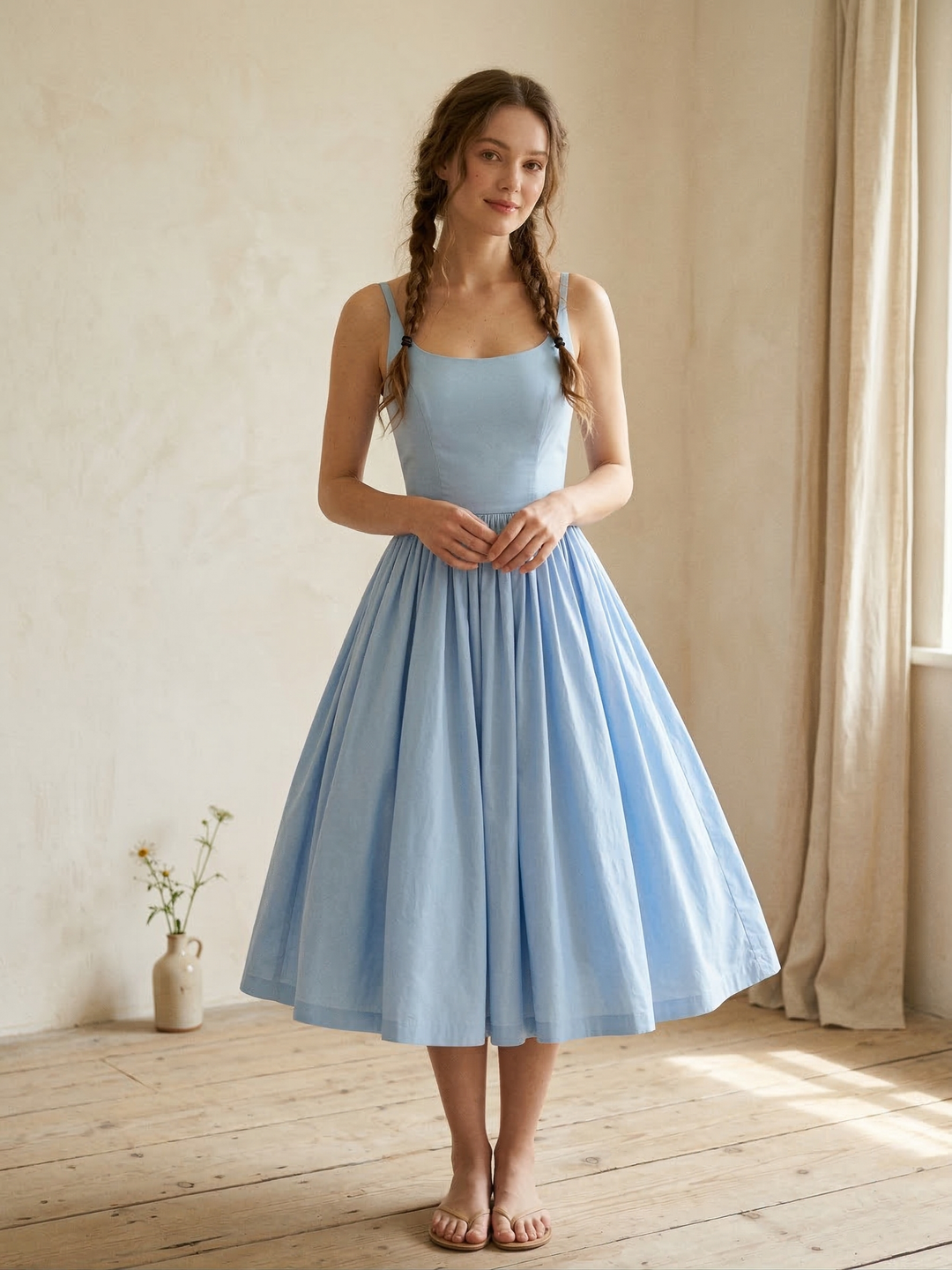 Penelope Solid Cotton Dress