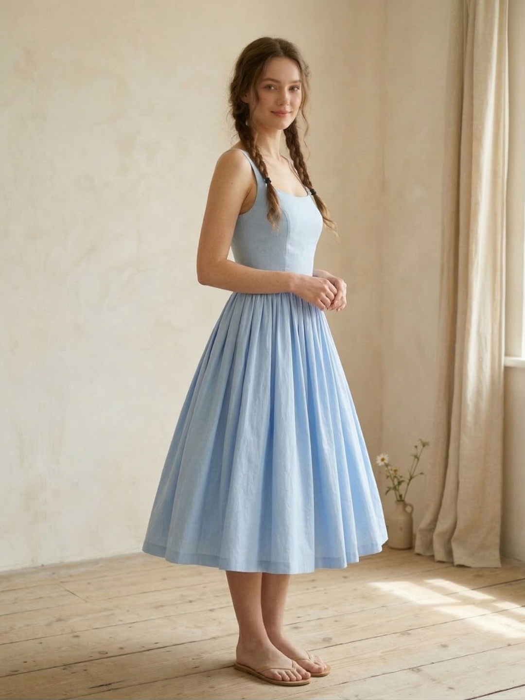 Penelope Solid Cotton Dress