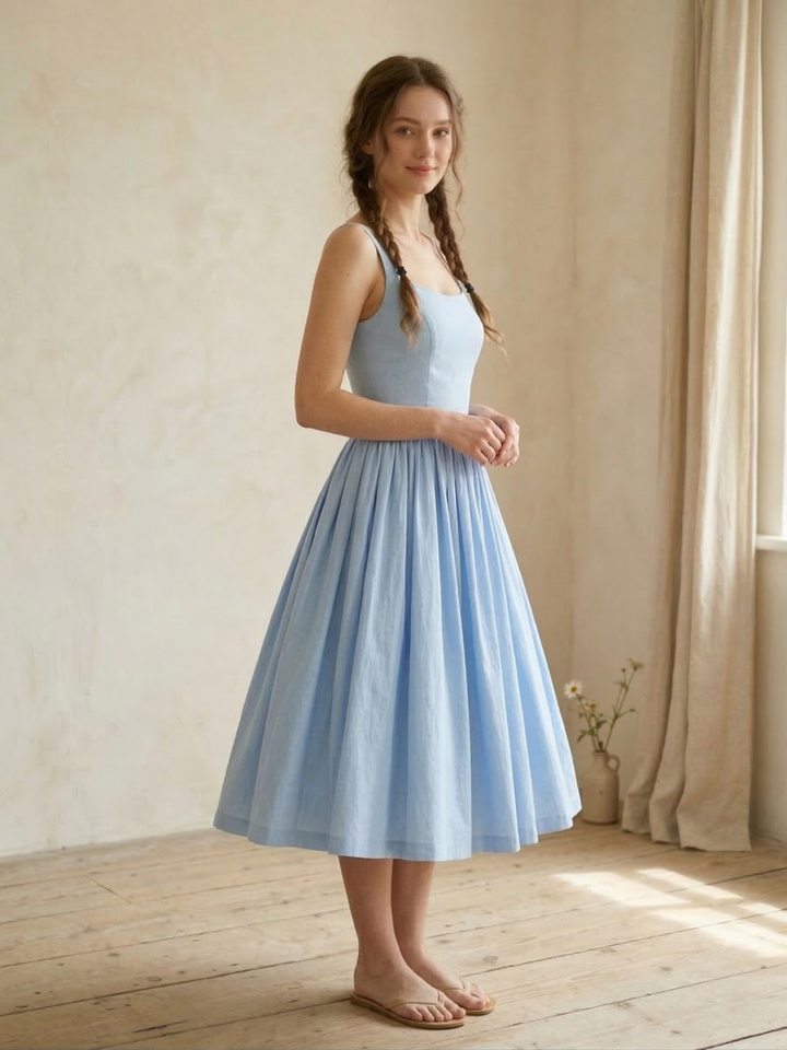 Penelope Solid Cotton Dress