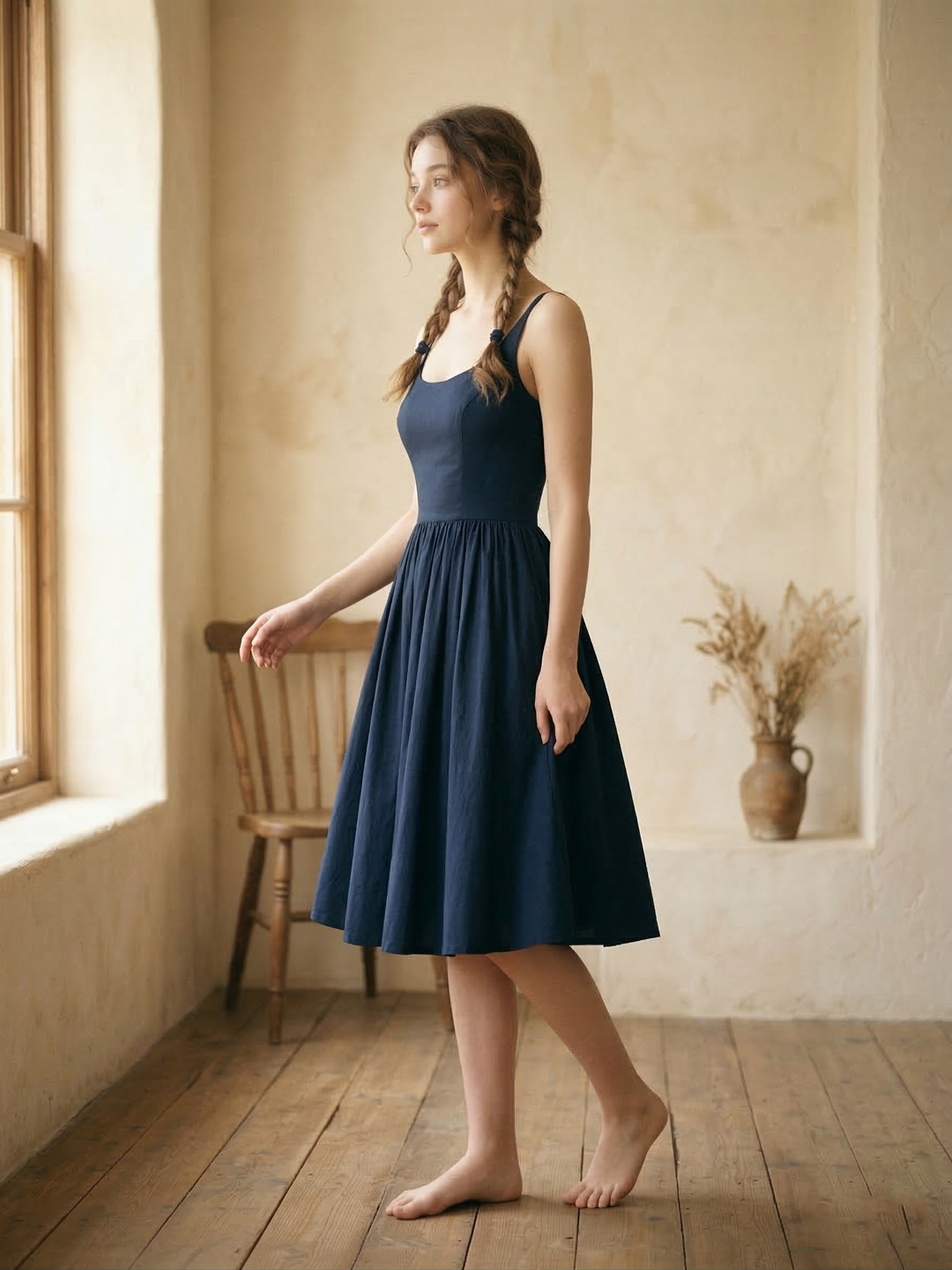 Penelope Solid Cotton Dress