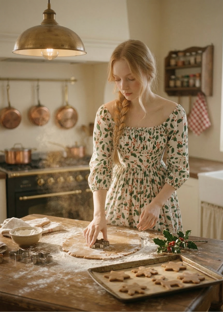Woman in a kitchen making cookies