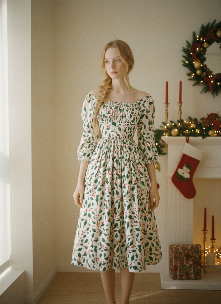 RTS - S - Sydney Dress "Holly Jolly"