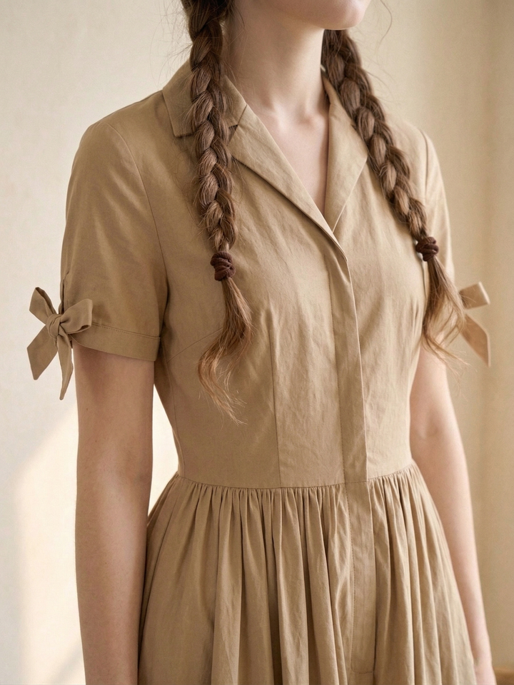 RTS - 2XL - Trudie Dress Camel Beige Cotton