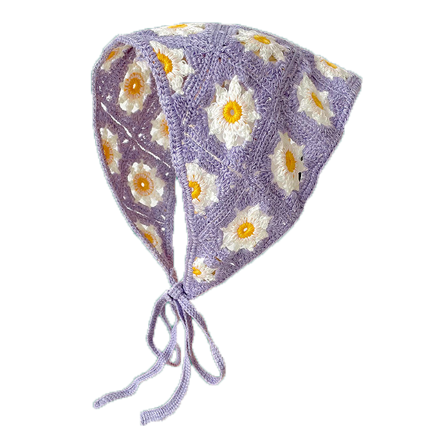 Daisy Purple Knitted Headband
