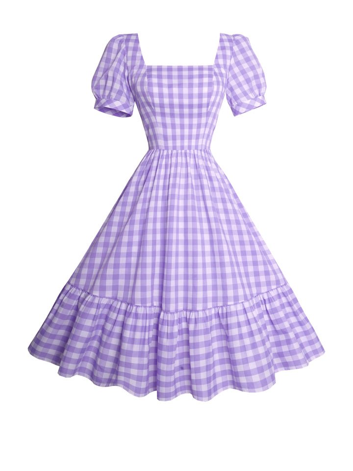MTO - Isadora Dress Lavender Purple Gingham - Large Checks