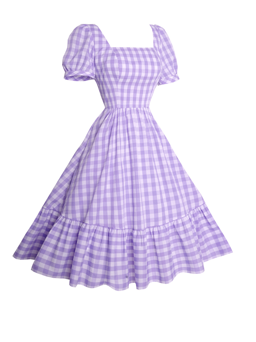 MTO - Isadora Dress Lavender Purple Gingham - Large Checks