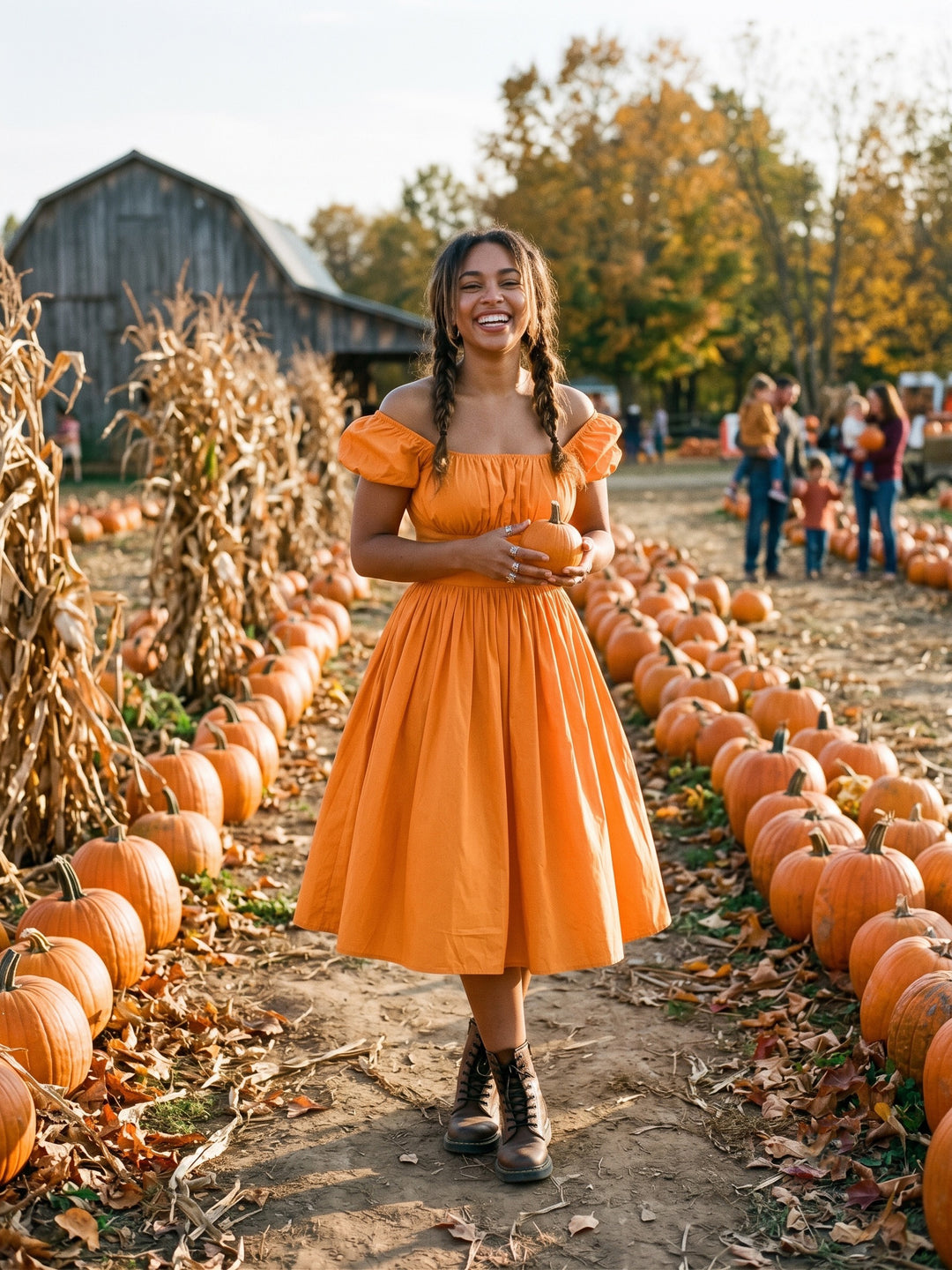 Loretta Dress Pumpkin Orange Cotton