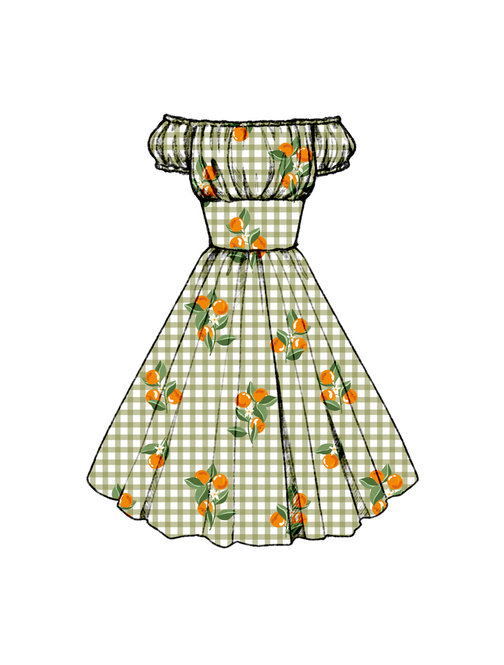 PRE-ORDER Loretta Dress Orange Olive Green Gingham