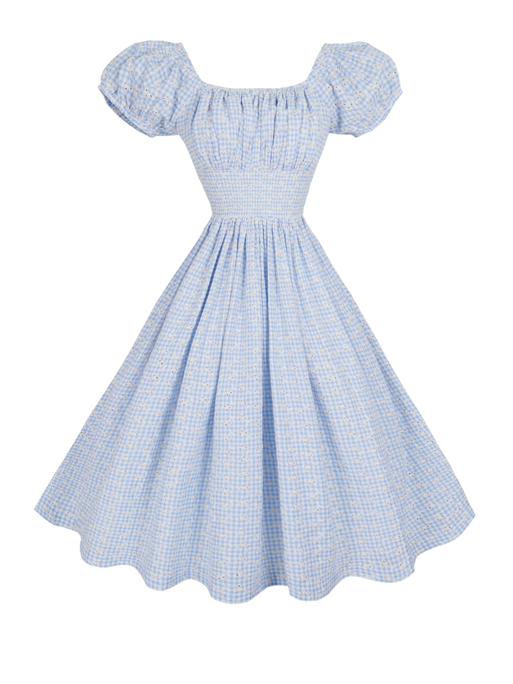 MTO - Loretta Dress in Blue “Country Garden Gingham”