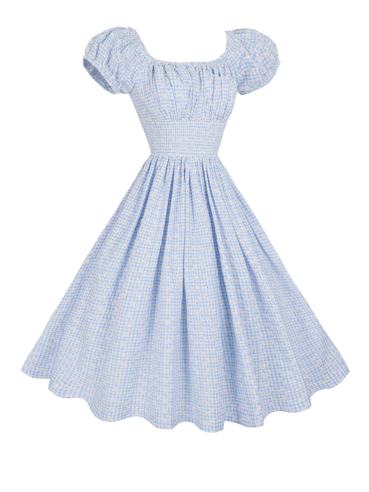 MTO - Loretta Dress in Blue “Country Garden Gingham”