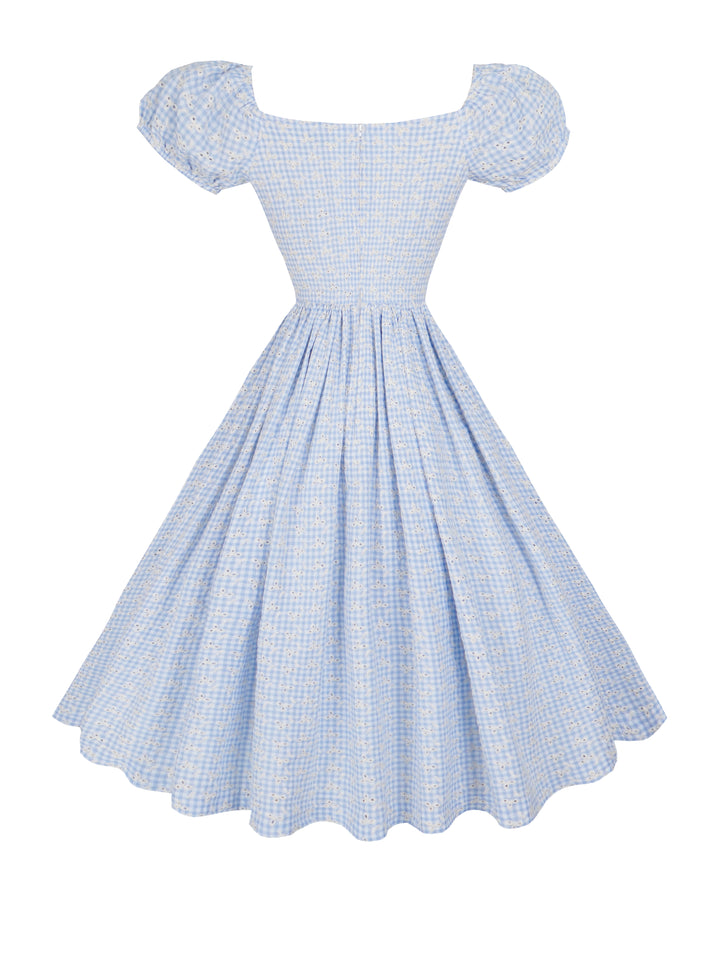 MTO - Loretta Dress in Blue “Country Garden Gingham”