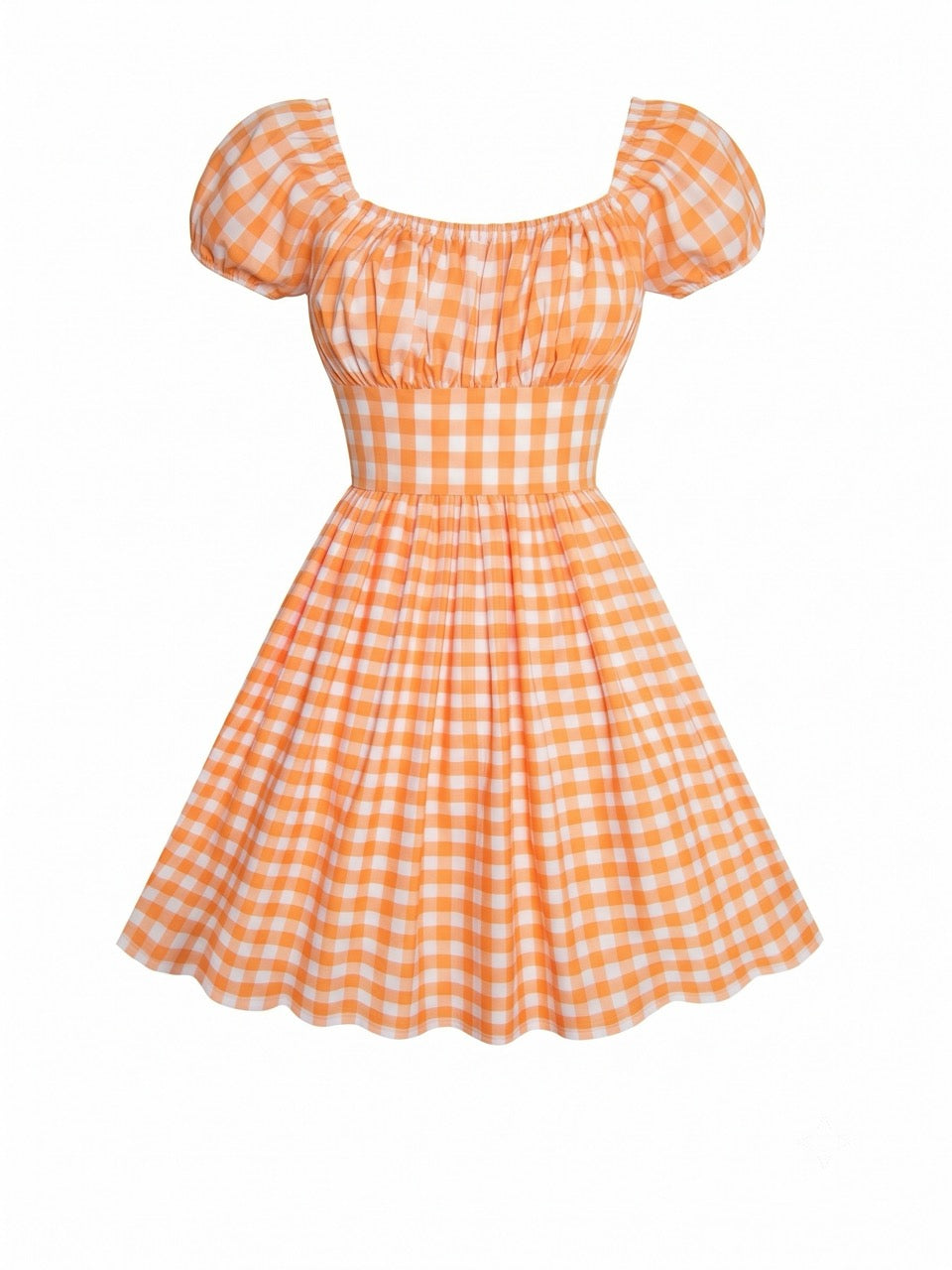 Loretta Dress in Orange Gingham