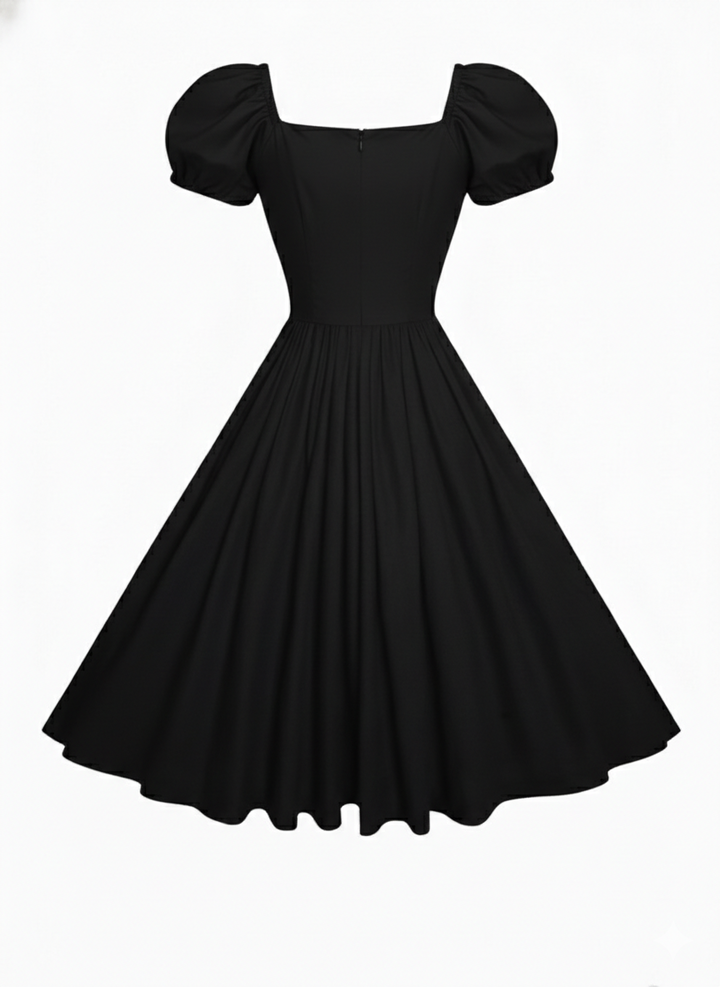 RTS - MULTI TAILLE - Robe Loretta en coton noir corbeau