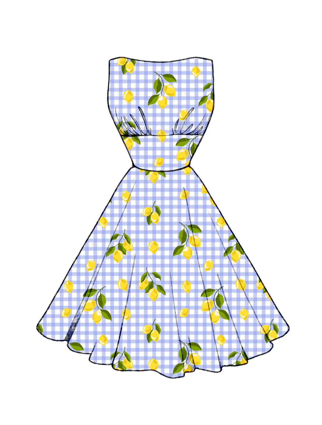 PRE-ORDER NEW Fabric Lemons on Light Blue Gingham - By the Yard