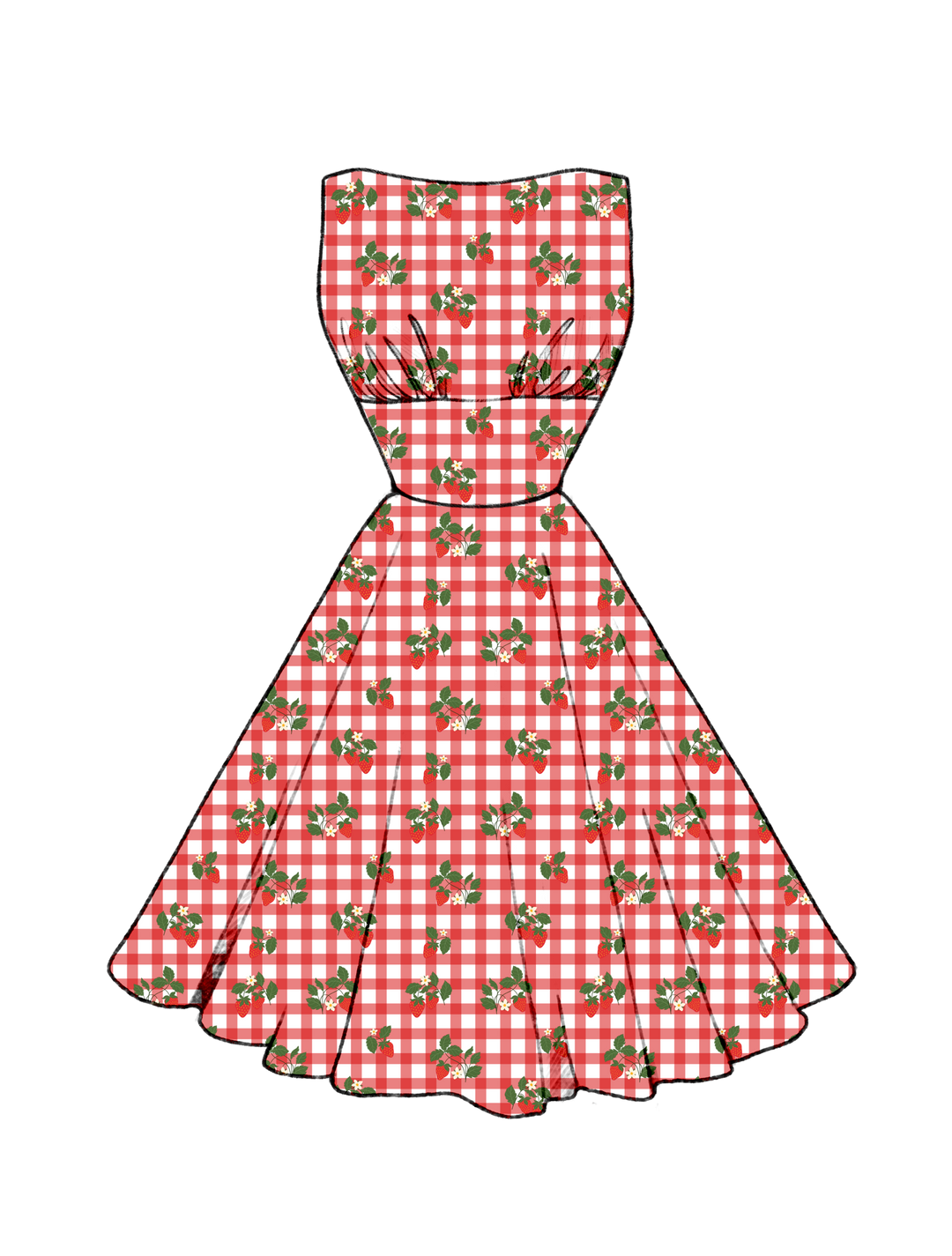PRE-ORDER NEW Fabric Strawberries on Red Gingham - By the Yard
