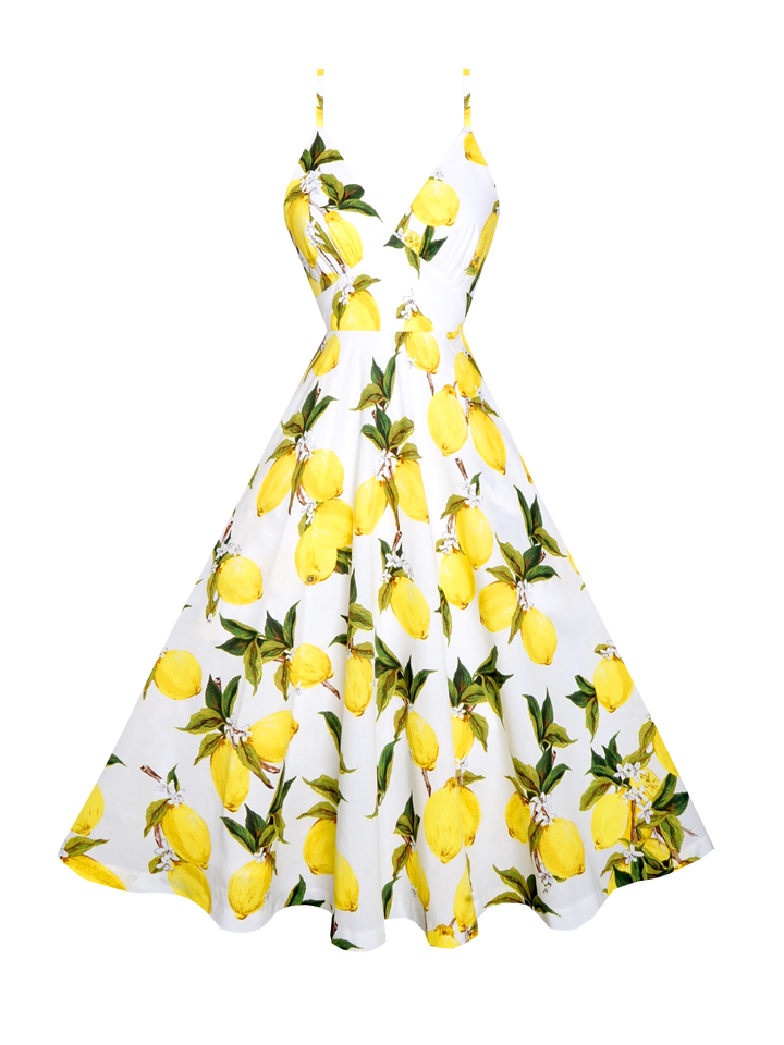 RTS - Size S - Florence Dress "Freshly Squeezed" White