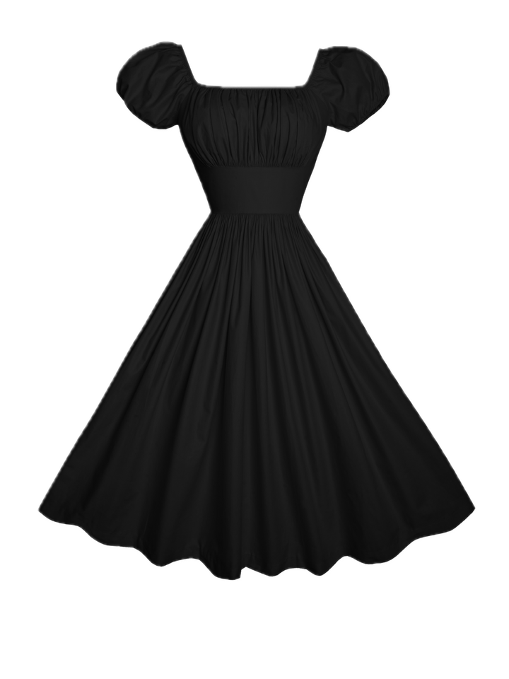 RTS - MULTI TAILLE - Robe Loretta en coton noir corbeau
