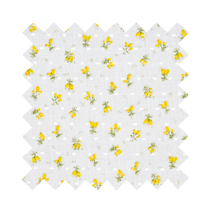 NEW Fabric in Yellow "Forget-Me-Nots & Polka Dots" - By the Yard