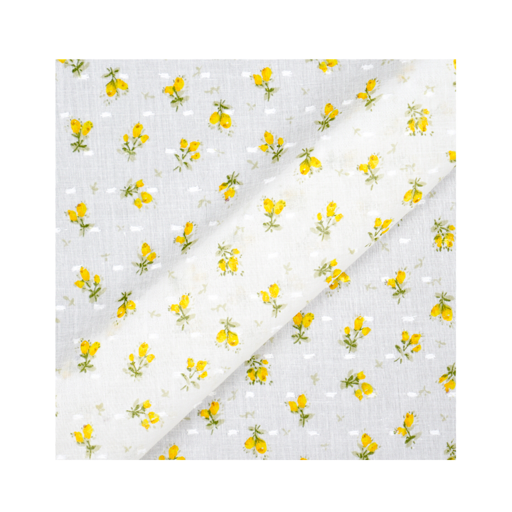 NEW Fabric in Yellow "Forget-Me-Nots & Polka Dots" - By the Yard