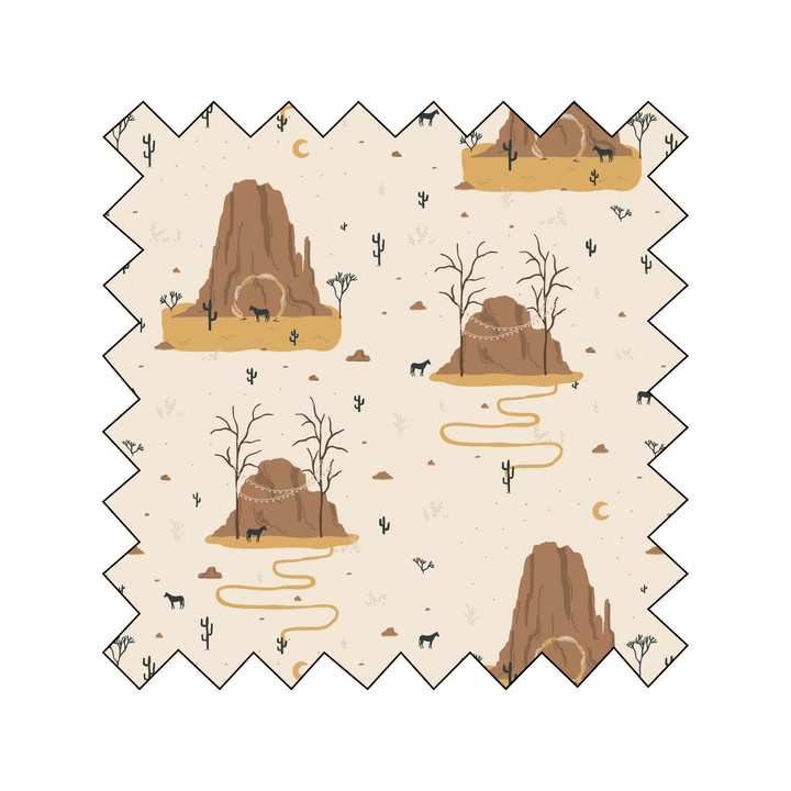 NEW Fabric Novelty "Lonesome Cowboy" Western Landscape - By the Yard