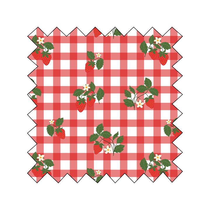 PRE-ORDER NEW Fabric Strawberries on Red Gingham - By the Yard